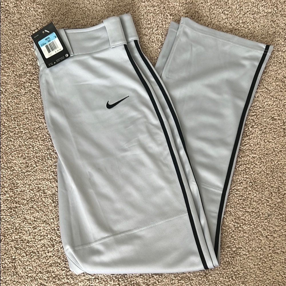 Men’s Nike Gray Baseball Pants with Black Stripe